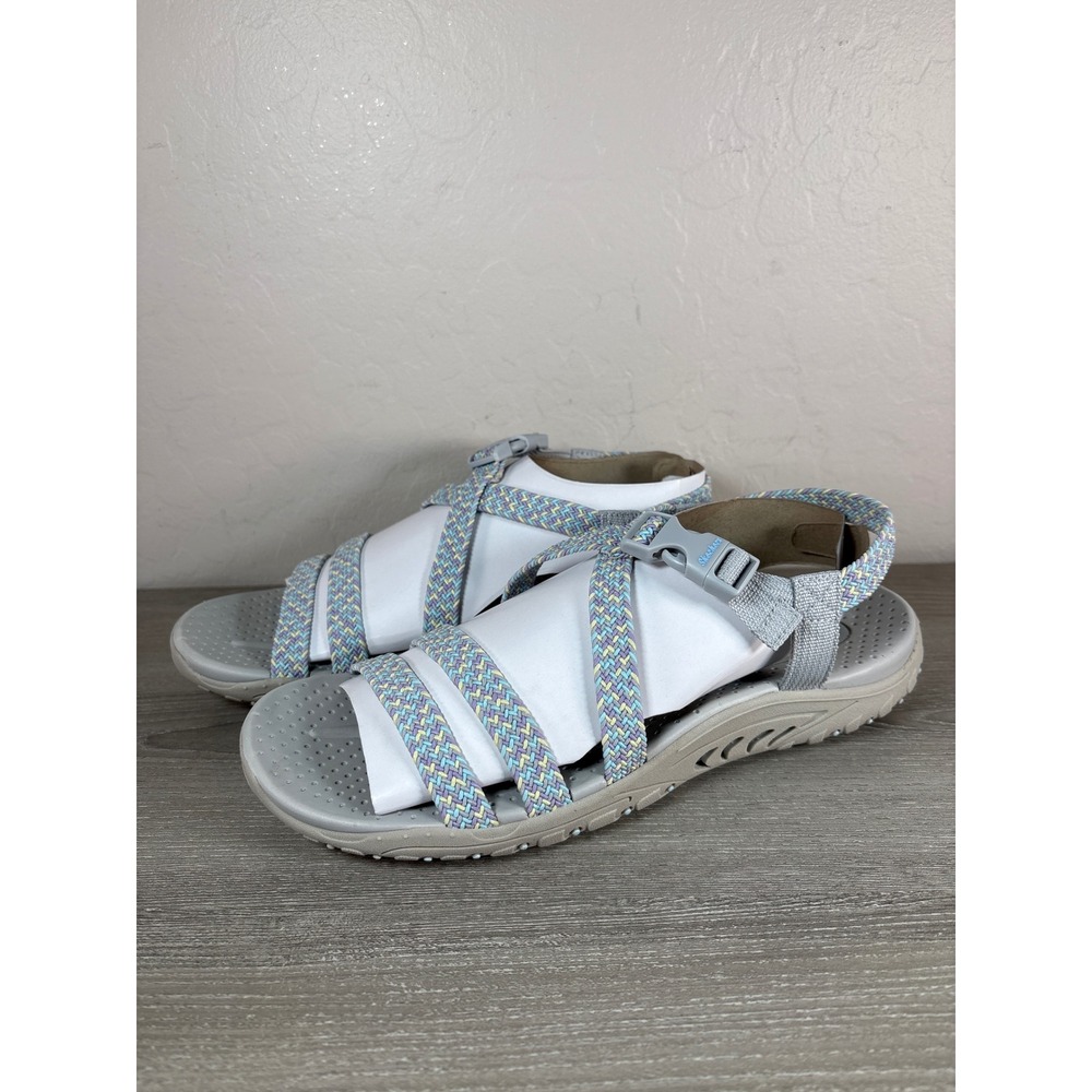 Skechers Women's Size 9.5 Reggae Adore You Strappy Sandals Grey Multi